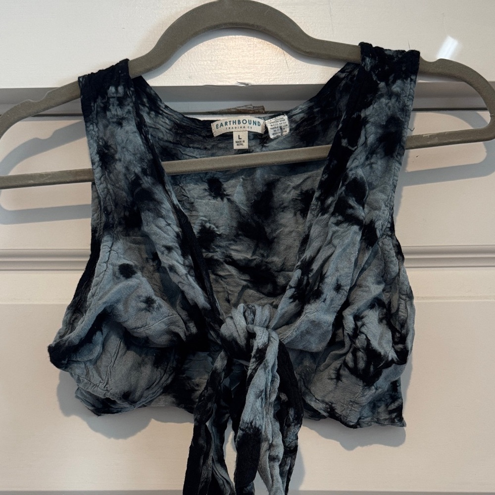 Earthbound Black and Gray Tie-Dye Tank Top